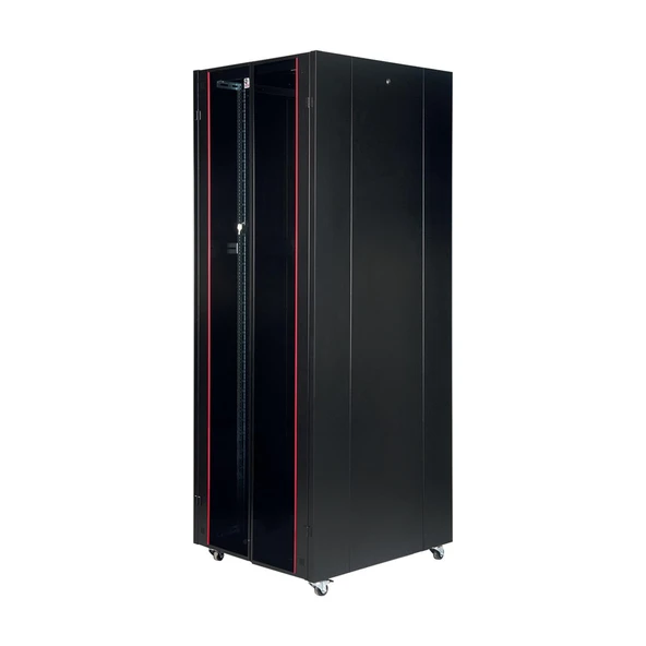 Lande 42U 800x1000 Hyperline Dikili Tip Rack Kabinet (Siyah) (Ön Cam Kapak / Tekerlekli) ürün görseli 1