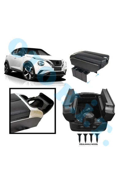 OTO H.İ.T. NİSSAN JUKE MK2 ÜZERİ UYUMLU KOL DAYAMA KOLÇAK USB'Lİ BARDAKLIKLI ÇİFT AÇILIR SİYAH DERİ 1.SINIF ürün görseli 1