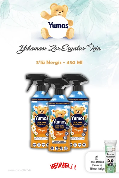 Yumoş 3 Adet Sprey Nergis Açık Hava Etkisi 430 ml ve Rosie ürün görseli 1