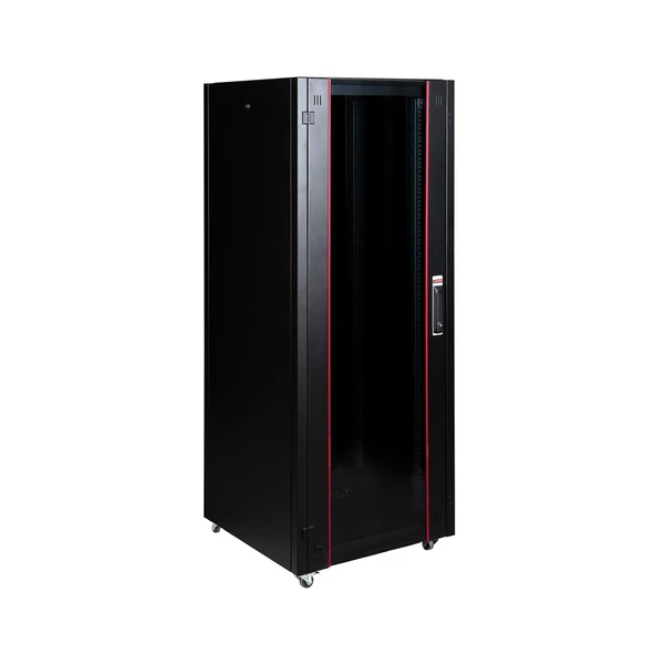 Lande 32U 600x600 Hyperline Dikili Tip Rack Kabinet (Siyah) (Ön Cam Kapak / Tekerlekli) ürün görseli 1