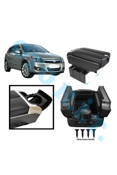OTO H.İ.T. OPEL ASTRA H UYUMLU KOL DAYAMA KOLÇAK USB'Lİ BARDAKLIKLI ÇİFT AÇILIR SİYAH DERİ 1.SINIF KALİTELİ ürün görseli 1