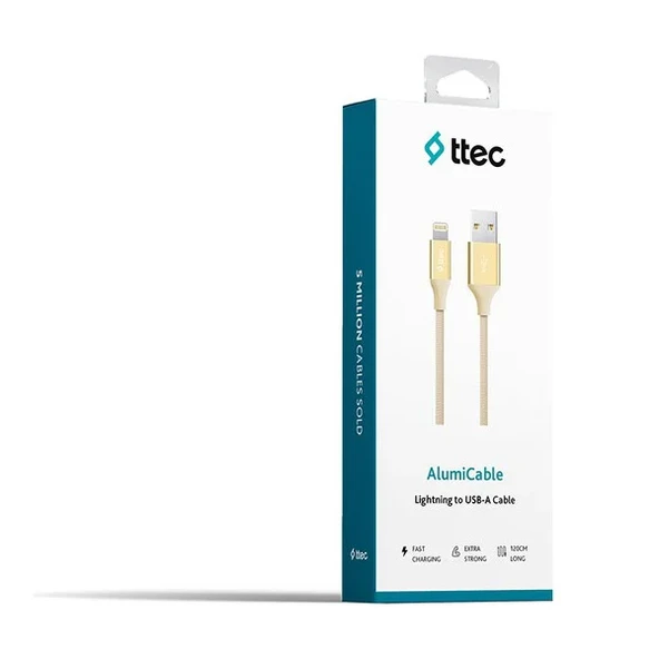Tec Alumicable Iphone Şarj Kablosu 2DK16A Altın - Resim 6