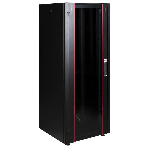 Lande 36U 600x600 Hyperline Dikili Tip Rack Kabinet (Siyah) (Ön Cam Kapak / Tekerlekli) ürün görseli 1