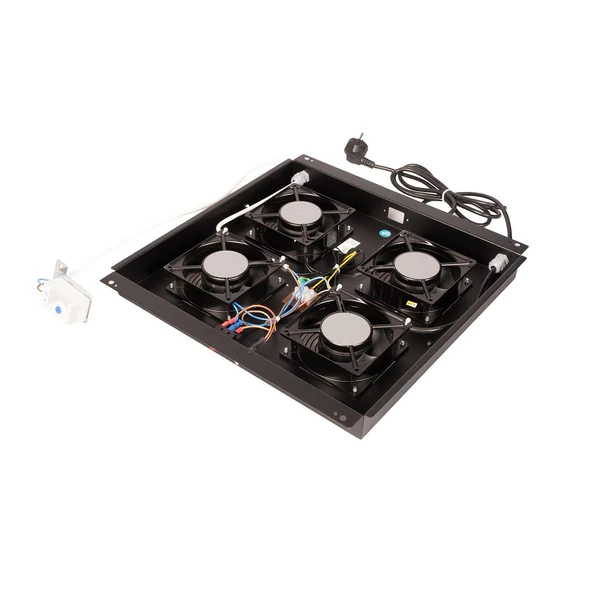 Lande 4’lü Fan Modülü | Bilyalı Fan, Termostat Kontrollü | Rack Kabinet Uyumlu | Siyah (RAL 9005) - Resim 3