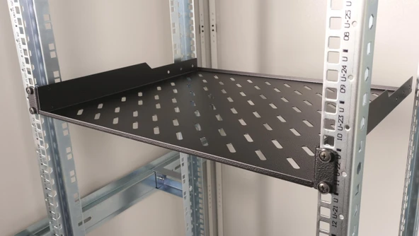 Lande 19” 1U Sürgülü Rack Raf – 400 mm Derinlik (Siyah) ürün görseli 1
