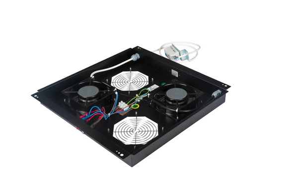 Lande 2’li Fan Modülü | Bilyalı Fan, Termostat Kontrollü | Rack Kabinet Uyumlu | Siyah (RAL 9005) ürün görseli 1