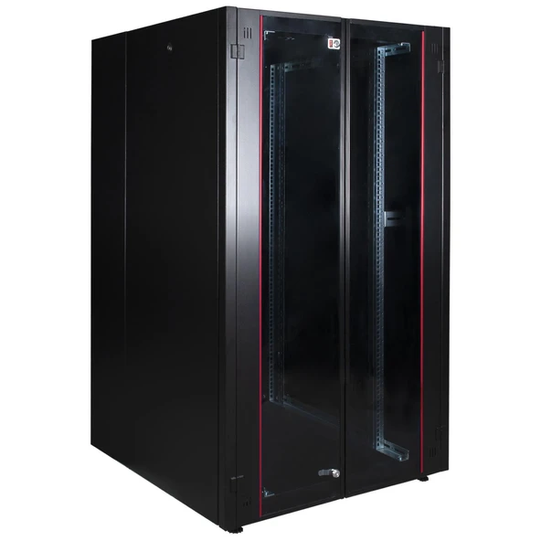 Lande 26U 800x800 Hyperline Dikili Tip Rack Kabinet (Siyah) (Ön Cam Kapak / Tekerlekli) ürün görseli 1