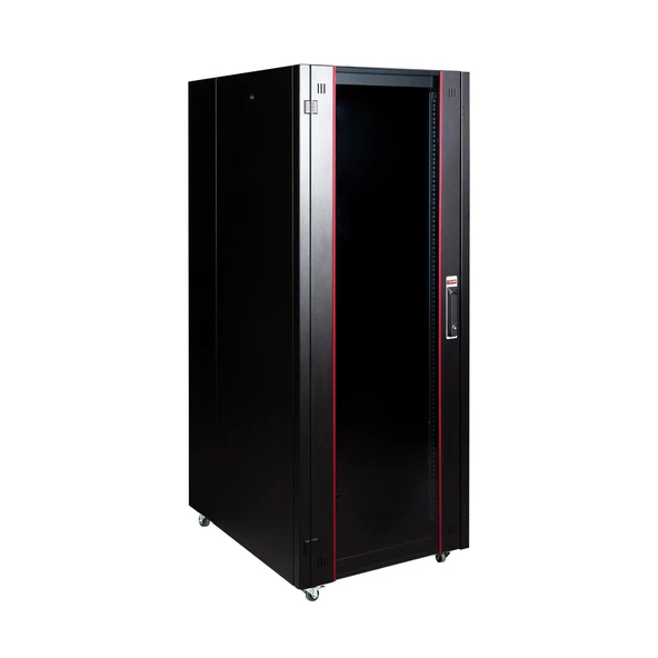 Lande 32U 600x800 Hyperline Dikili Tip Rack Kabinet (Siyah) (Ön Cam Kapak / Tekerlekli) ürün görseli 1