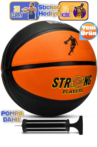Telvesse Strong Basketbol Topu Pompalı Full Kauçuk Dayanıklı Deep Channel Kabartma No:7 B12 Turuncu ürün görseli 1