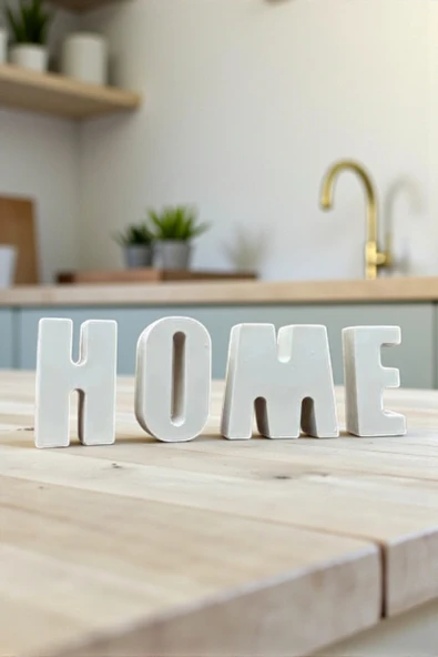 EVROSİ Dekoratif Minimal Beton HOME Yazısı Biblo ürün görseli 1