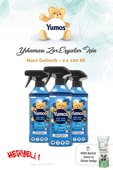 Yumoş 3'lü Yıkanması Zor Eşyalar Sprey 430 ml Mavi Gelincik ve ROSIE ürün görseli 1