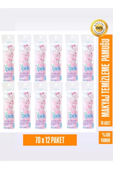 İpek 70'li 12 Paket Makyaj Temizleme Pamuğu, Disk Pamuk ürün görseli 1