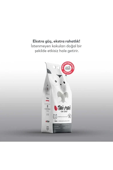 Toi Moi 10kg Tozsuz Topaklanan Aktif Karbonlu Sodyum Bentonit Kedi Kumu ürün görseli 1