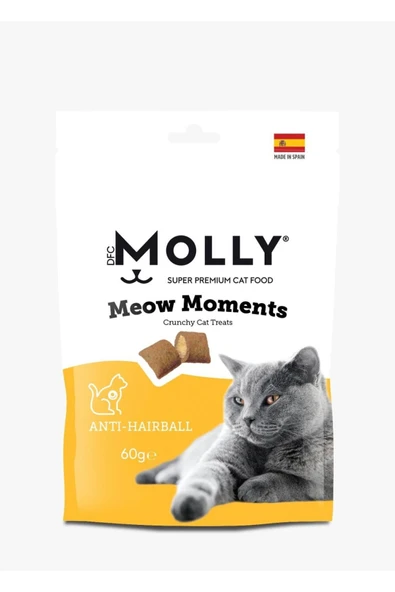 Molly MEOW MOMENTS TÜY YUMAĞI KONTROLÜ KEDİ ÖDÜL MAMASI (ANTİ-HAİRBALL) 60G ürün görseli 1