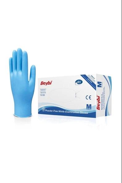 Pudrasız Nitril Mavi (M) Medium Beden Muayene Eldiveni (100 Lü Paket) ürün görseli 1