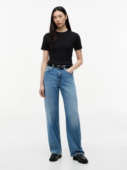 Tommy Hilfiger   SLIM CODY C-NK S/S TEE Kadın Siyah T-Shirt - WW0WW40587 ürün görseli 1