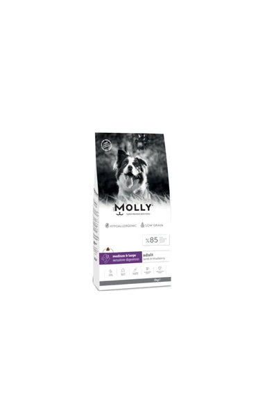 Molly Medium Adult Kuzu Etli & Yaban Mersinli Orta ve Büyük Irk Yetişkin Köpek Maması 2 Kg ürün görseli 1