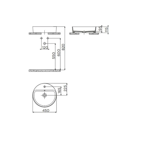 Creavit LP146 Loop 45cm Masa Üstü Çanak Lavabo Mat Antrasit - Resim 3