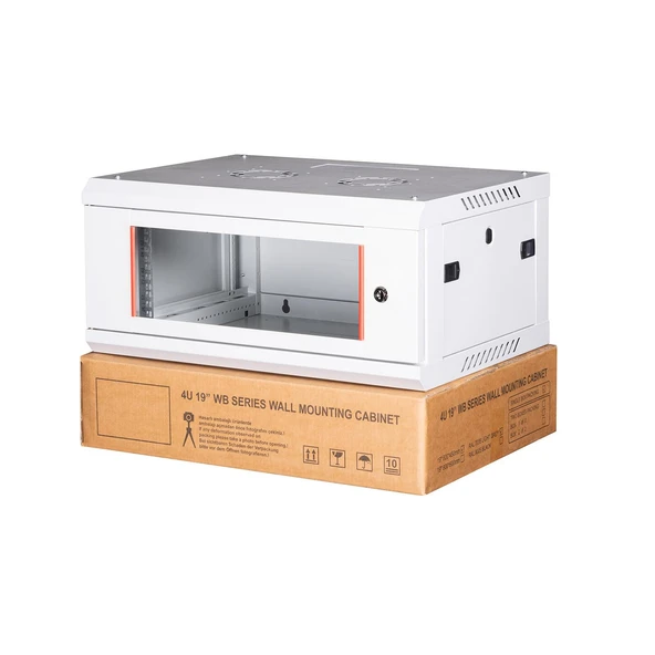 LANDE - 4U 19" Duvar Tipi Rack Kabinet – Genişlik: 600 mm | Derinlik: 450 mm – Açık Gri (Demonte) ürün görseli 1