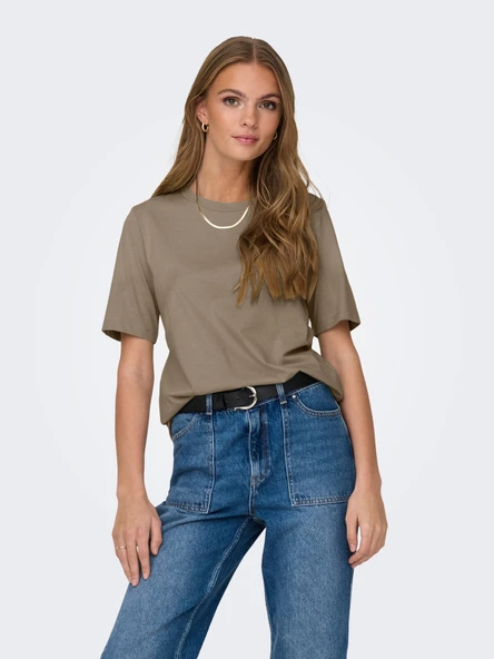 Only   ONLONLY S/S TEE JRS NOOS Kadın Gray T-Shirt - 15270390 ürün görseli 1