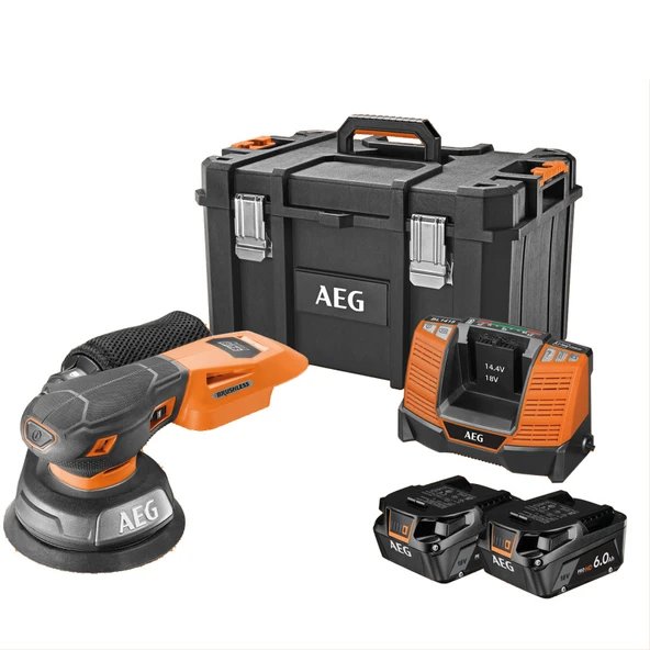 AEG BEX18SBL-125-602TC 2x6.0Ah Çift Akülü Kömürsüz Titreşim Zımpara - 4935500068 ürün görseli 1
