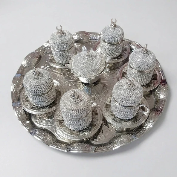 8'Li Silver Hilal Lokumluk  Kahve Fincanı Set ürün görseli 1