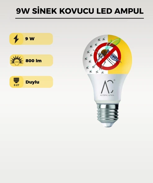 Sivrisinek Kovucu 9W LED Ampul E27 | UV Teknolojili Sinek Önleyici ürün görseli 1