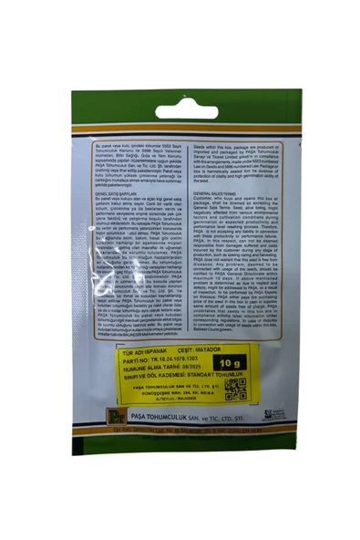 Paşa Ispanak Tohumu 10 gr - Resim 3