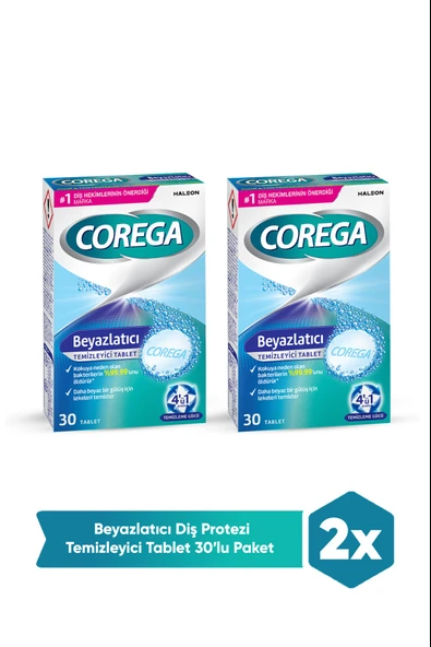 Corega Diş Protezi Beyazlatıcı Temizleyici 4'ü 1 Arada 30 Tablet ürün görseli 1