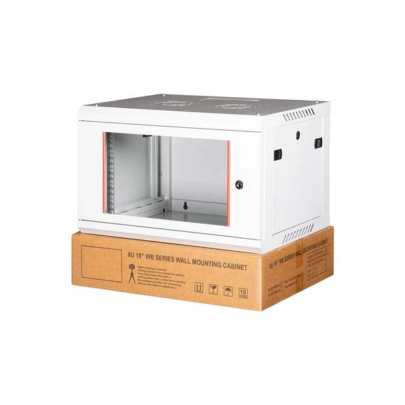 LANDE - 6U 19" Duvar Tipi Rack Kabinet – Genişlik: 600 mm | Derinlik: 450 mm – Açık Gri (Demonte) ürün görseli 1