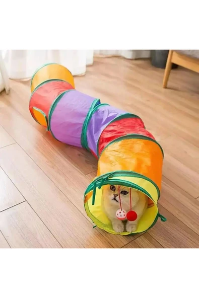 BLUE SİDE Kedi Tüneli Pratik Katlanır Gökkuşağı Uzun Kedi Köpek Oyun Tüneli Evcil Hayvan Oyun Tüneli Petshop ürün görseli 1