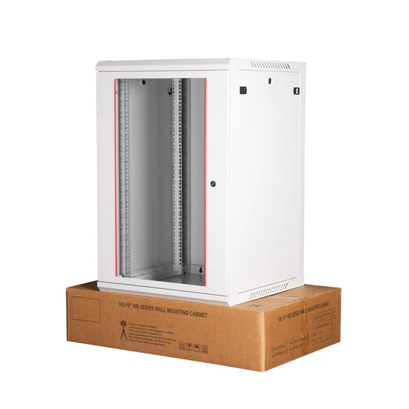 LANDE - 18U 19" Duvar Tipi Rack Kabinet – Genişlik: 600 mm | Derinlik: 600 mm – Açık Gri (Demonte) ürün görseli 1