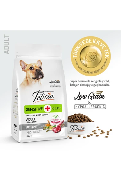 Felicia 3 Kg Yetişkin Kuzulu Small/Mini Az Tahıllı HypoAllergenic Köpek Maması ürün görseli 1