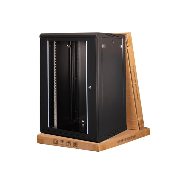 LANDE - 18U 19" Duvar Tipi Rack Kabinet – Genişlik: 600 mm | Derinlik: 450 mm – Siyah (Demonte) ürün görseli 1
