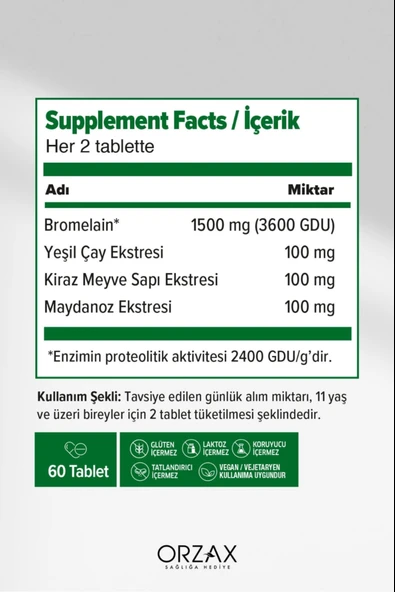 Ocean Bromelain Complex 60 Tablet 2 Adet - Resim 2