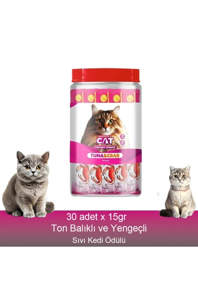 Fauna Pet Supplies 30x15g Ton Balıklı ve Yengeçli Sıvı Kedi Ödül Maması ürün görseli 1