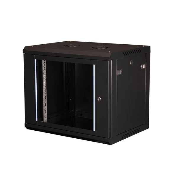 LANDE - 9U 19" Duvar Tipi Rack Kabinet – Genişlik: 600 mm | Derinlik: 450 mm – Siyah ürün görseli 1