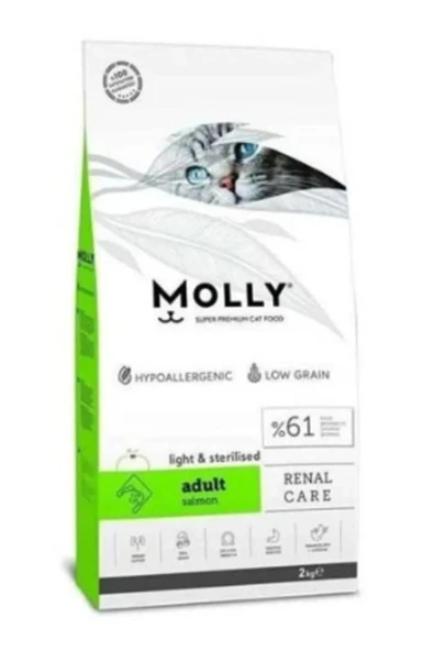 Molly Light Sterilised Somonlu 2 kg Kısırlaştırılmış Yetişkin ve Kilolu Kedi Maması ürün görseli 1