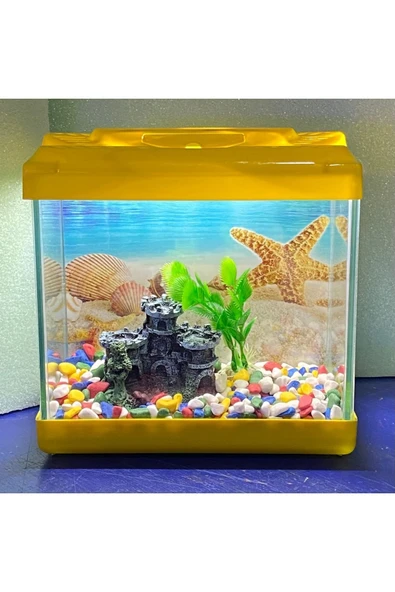 Fauna Pet Supplies Işıklı Aksesuarlı Mini Akvaryum Japon/beta Balığı Için (23X20X12CM KARIŞIK RENK) ürün görseli 1