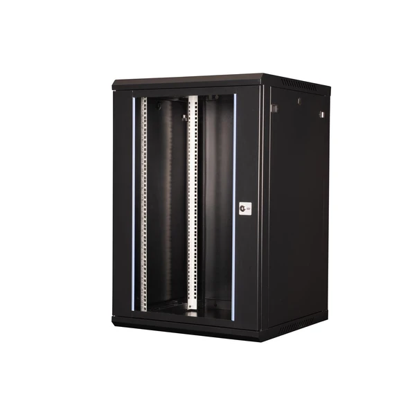 LANDE - 18U 19" Duvar Tipi Rack Kabinet – Genişlik: 600 mm | Derinlik: 600 mm – Siyah ürün görseli 1