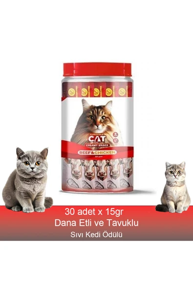Fauna Pet Supplies 30x15g Dana Etli ve Tavuklu Sıvı Kedi Ödül Maması ürün görseli 1