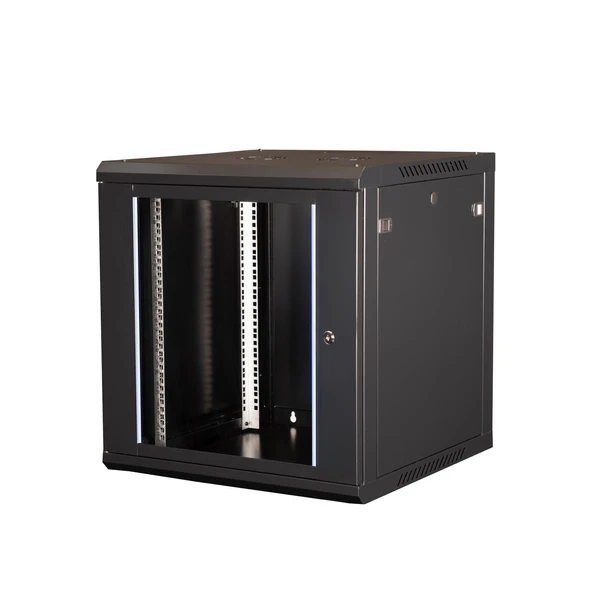 LANDE - 12U 19" Duvar Tipi Rack Kabinet – Genişlik: 600 mm | Derinlik: 600 mm – Siyah ürün görseli 1