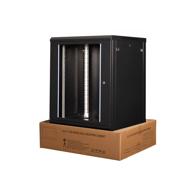 LANDE - 15U 19" Duvar Tipi Rack Kabinet – Genişlik: 600 mm | Derinlik: 600 mm – Siyah (Demonte) ürün görseli 1