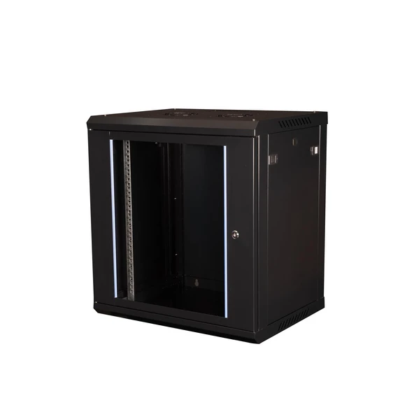 LANDE - 12U 19" Duvar Tipi Rack Kabinet – Genişlik: 600 mm | Derinlik: 600 mm – Siyah (Demonte) ürün görseli 1