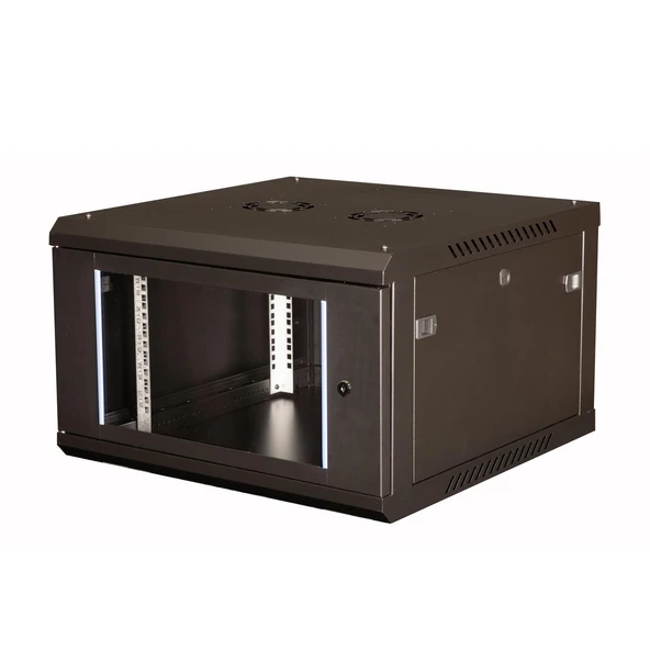 LANDE - 6U 19" Duvar Tipi Rack Kabinet – Genişlik: 600 mm | Derinlik: 600 mm – Siyah ürün görseli 1