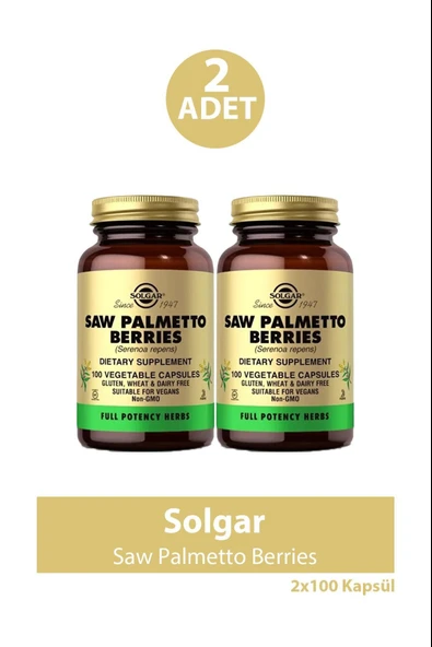 Solgar Saw Palmetto Berries 100 Kapsül 2 Adet ürün görseli 1