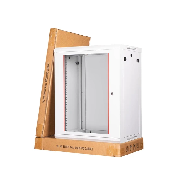 LANDE - 15U 19" Duvar Tipi Rack Kabinet – Genişlik: 600 mm | Derinlik: 450 mm – Açık Gri (Demonte) ürün görseli 1