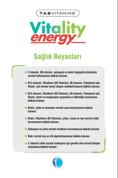 Tabvitamins Vitality Energy 30 Tablet 3 Adet - Resim 4