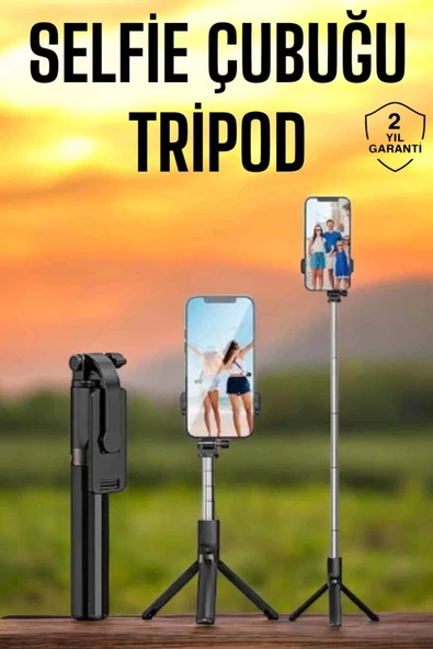 Selfie Çubuğu Tripod Kumandalı Telefon Tutucu Siyah P205315S9564 ürün görseli 1