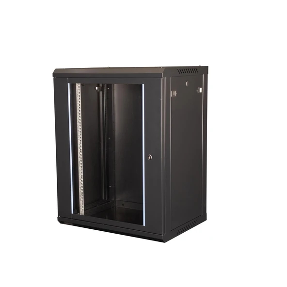 LANDE - 15U 19" Duvar Tipi Rack Kabinet – Genişlik: 600 mm | Derinlik: 450 mm – Siyah ürün görseli 1